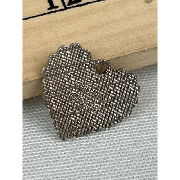 Heart Shaped Rainbow Enamel Charm Pendant Scalloped Hearts - Picture 3 of 4